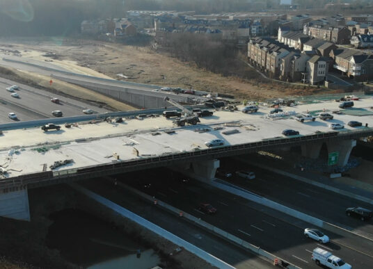 The I-270 at Watkins Mill Road interchange during construction